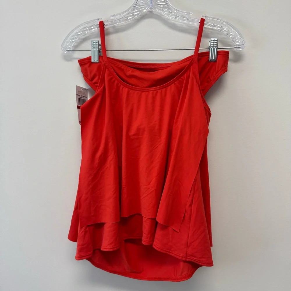 Michael‎ Kors Terracotta Orange Tiered Swimwear Tankini Set Bathing Suit Size XS